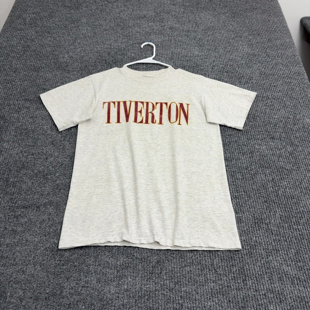 Vintage Tiverton Oneita T Shirt M Grey Cotton Short Sleeve Single Stitch Sporty